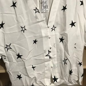 Rails star button up crop top